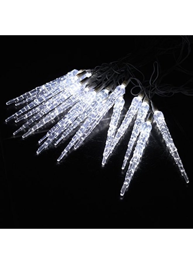 أضواء متدلية خارجية على شكل جليد، بطول 2.5 متر 8 قطع، طول كل قطعة 45 سم، أضواء بيضاء خارجية، 8 أوضاع إضاءة، مقاومة للماء - Image 2